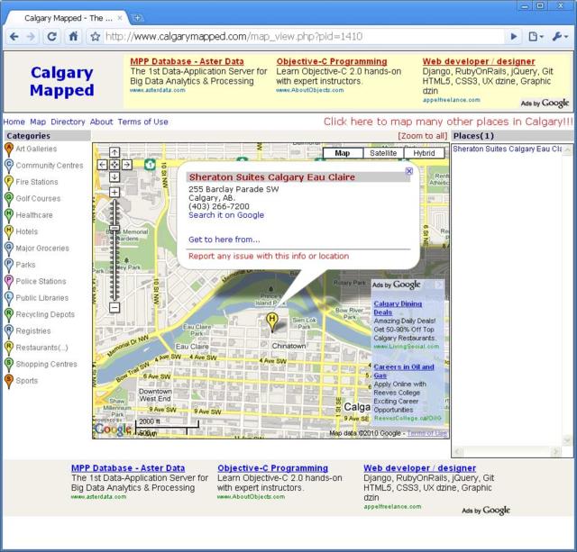 Calgary Map permalink for Sheraton hotel downtown